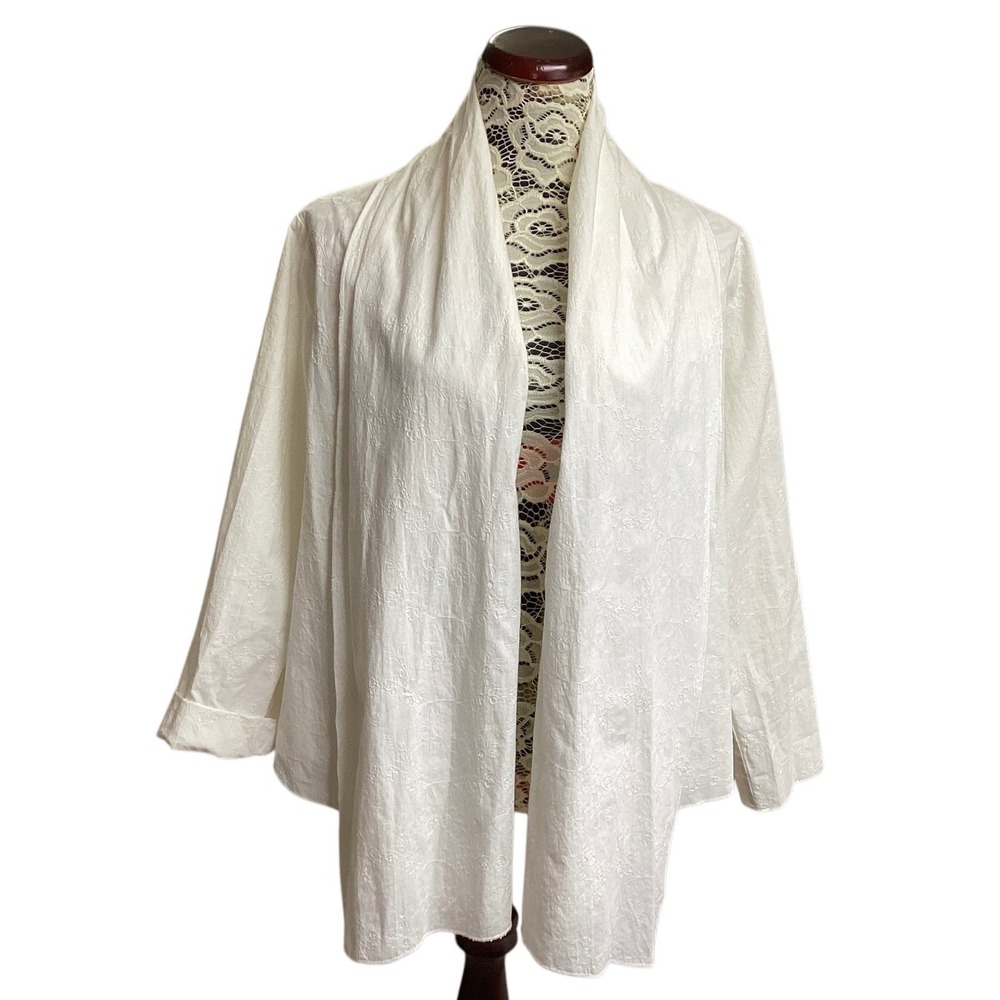 J. Jill Cardigan lightweight Jacket 100% cotton White Size Medium